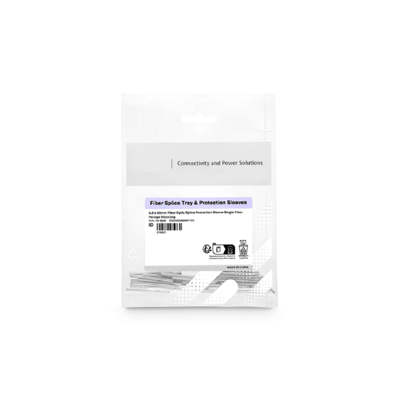 0.8 x 30mm Fiber Optic Splice Protection Sleeve, Single Fiber, 50pcs/pkg