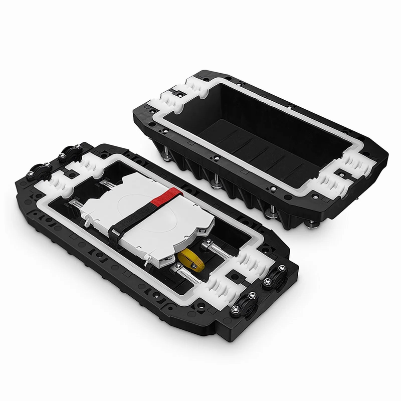 96 Fibers 2In-2Out In-Line Fiber Optic Splice Closure, Mechanical Seal, with 1 Pre-installed Fusion Splice Tray