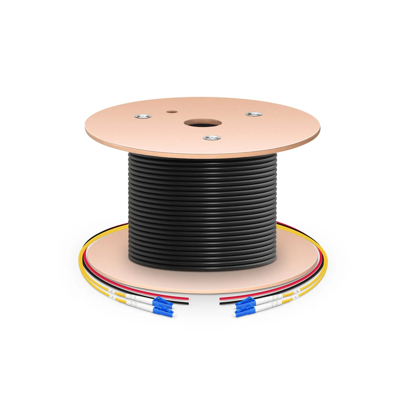 300m (984ft) Hybrid Fiber and Power Cable, Indoor, Plenum (OFNP), Single Mode (OS2), 2 Fibers, Tight-Buffered, LC UPC Simplex to LC UPC Simplex, 2 Conductors 12AWG
