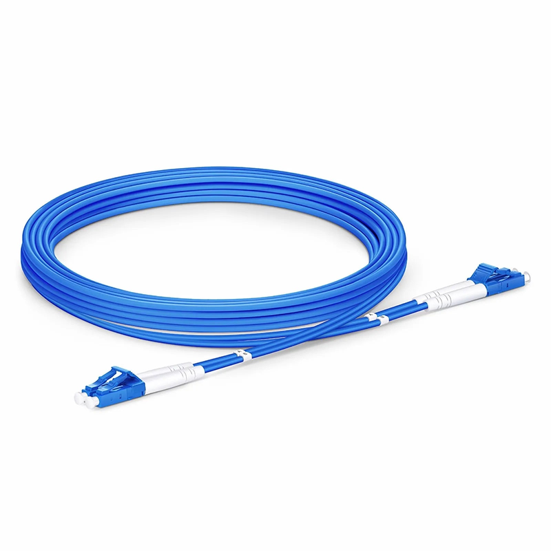 3m (10ft) Armored Fiber Patch Cable, 2 Fibers, LC UPC Duplex to LC UPC Duplex, Single Mode (OS2), Riser (OFCR), 3.0mm, Blue