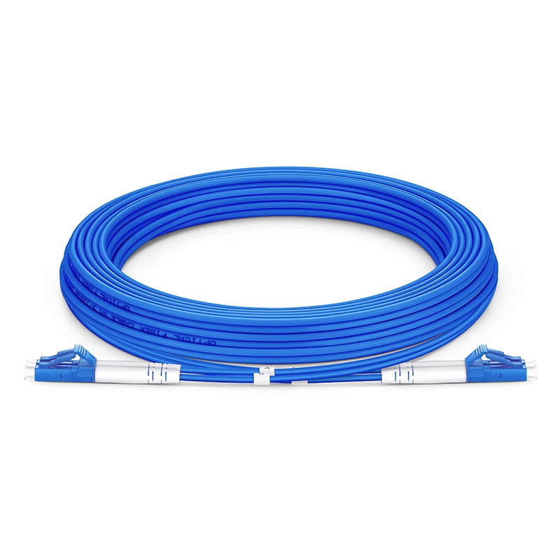 5m (16ft) Armored Fiber Patch Cable, 2 Fibers, LC UPC Duplex to LC UPC Duplex, Single Mode (OS2), Riser (OFCR), 3.0mm, Blue