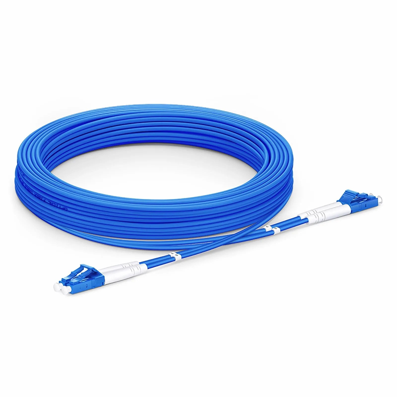 10m (33ft) Armored Fiber Patch Cable, 2 Fibers, LC UPC Duplex to LC UPC Duplex, Single Mode (OS2), Riser (OFCR), 3.0mm, Blue