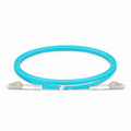 1m (3ft) Armored Fiber Patch Cable, 2 Fibers, LC UPC Duplex to LC UPC Duplex, Multimode (OM4), Riser (OFCR), 3.0mm, Aqua