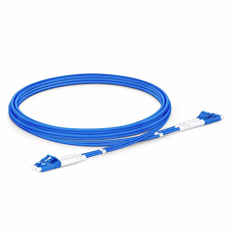 2m (7ft) Armored Fiber Patch Cable, 2 Fibers, LC UPC Duplex to LC UPC Duplex, Single Mode (OS2), Riser (OFCR), 3.0mm, Blue