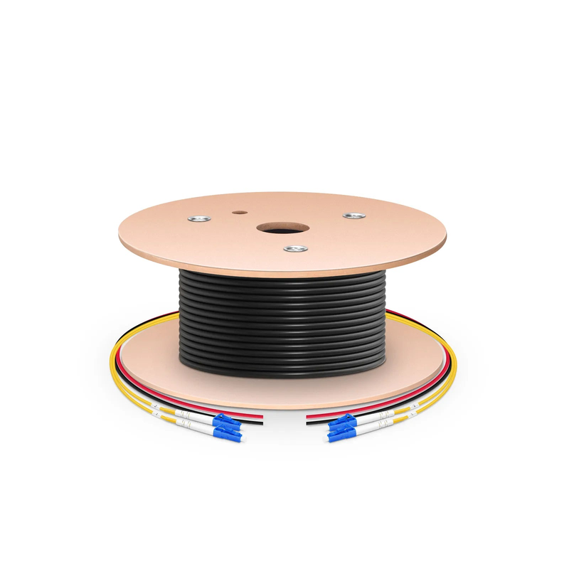 150m (492ft) Hybrid Fiber and Power Cable, Indoor, Plenum (OFNP), Single Mode (OS2), 2 Fibers, Tight-Buffered, LC UPC Simplex to LC UPC Simplex, 2 Conductors 12AWG