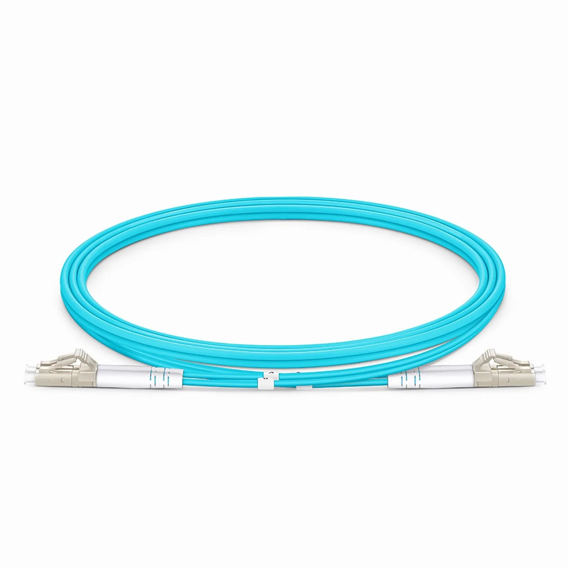 1m (3ft) Armored Fiber Patch Cable, 2 Fibers, LC UPC Duplex to LC UPC Duplex, Multimode (OM4), Riser (OFCR), 3.0mm, Aqua