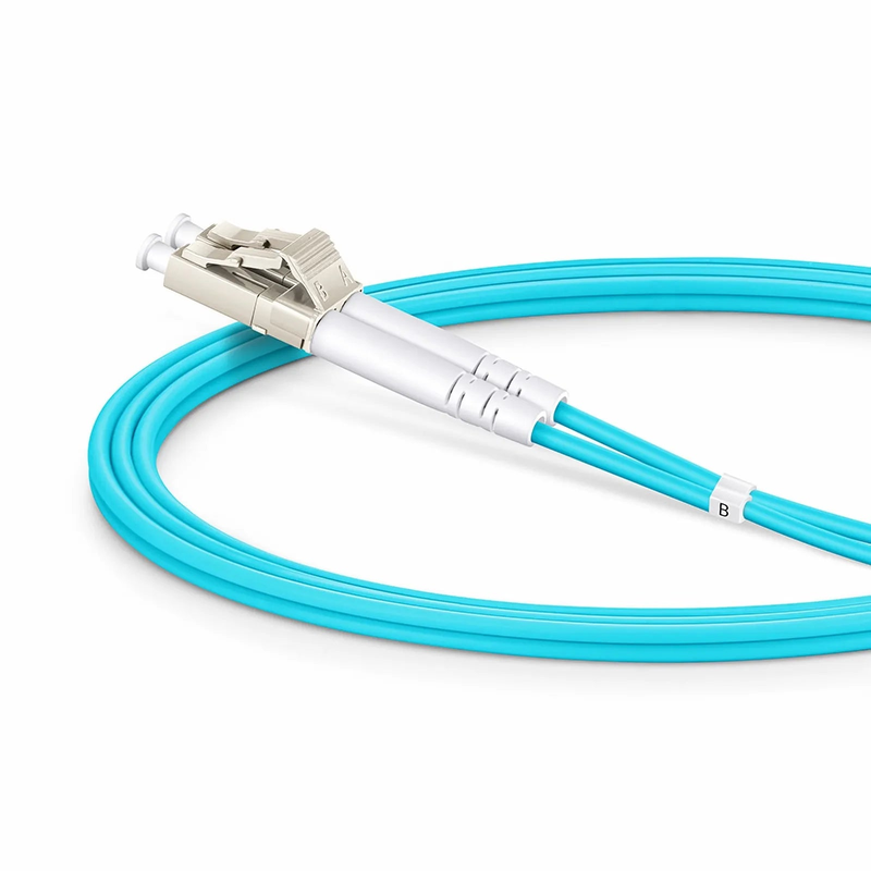1m (3ft) Armored Fiber Patch Cable, 2 Fibers, LC UPC Duplex to LC UPC Duplex, Multimode (OM4), Riser (OFCR), 3.0mm, Aqua