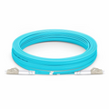 20m (66ft) Armored Fiber Patch Cable, 2 Fibers, LC UPC Duplex to LC UPC Duplex, Multimode (OM4), Riser (OFCR), 3.0mm, Aqua