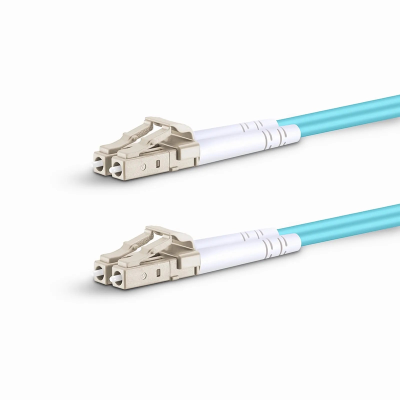 15m (49ft) Armored Fiber Patch Cable, 2 Fibers, LC UPC Duplex to LC UPC Duplex, Multimode (OM4), Riser (OFCR), 3.0mm, Aqua