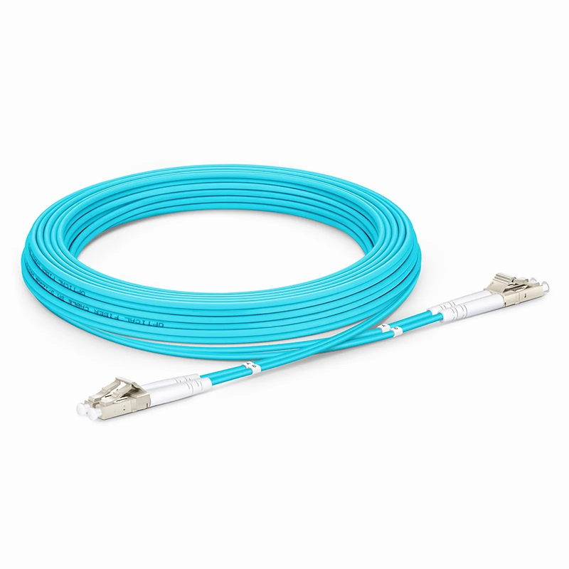 5m (16ft) Armored Fiber Patch Cable, 2 Fibers, LC UPC Duplex to LC UPC Duplex, Multimode (OM4), Riser (OFCR), 3.0mm, Aqua