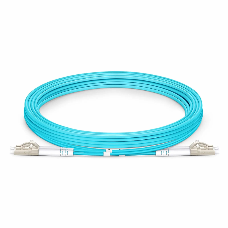 3m (10ft) Armored Fiber Patch Cable, 2 Fibers, LC UPC Duplex to LC UPC Duplex, Multimode (OM3), Riser (OFCR), 3.0mm, Aqua