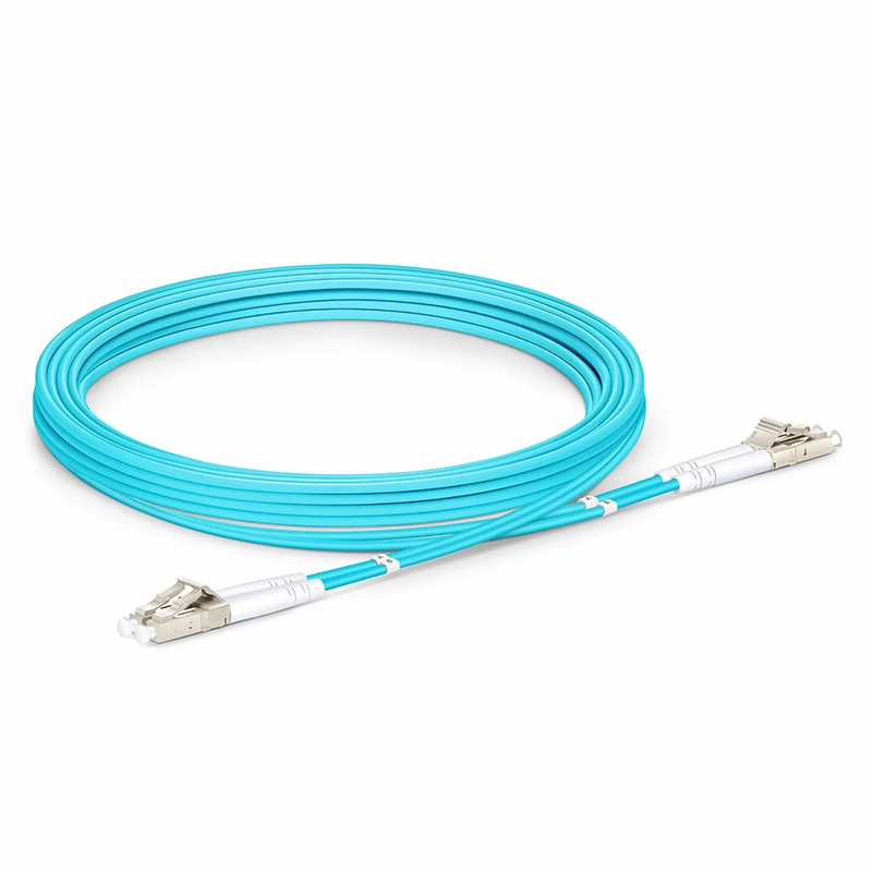 3m (10ft) Armored Fiber Patch Cable, 2 Fibers, LC UPC Duplex to LC UPC Duplex, Multimode (OM3), Riser (OFCR), 3.0mm, Aqua