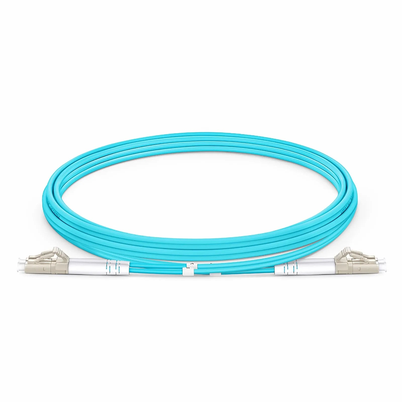 2m (7ft) Armored Fiber Patch Cable, 2 Fibers, LC UPC Duplex to LC UPC Duplex, Multimode (OM3), Riser (OFCR), 3.0mm, Aqua