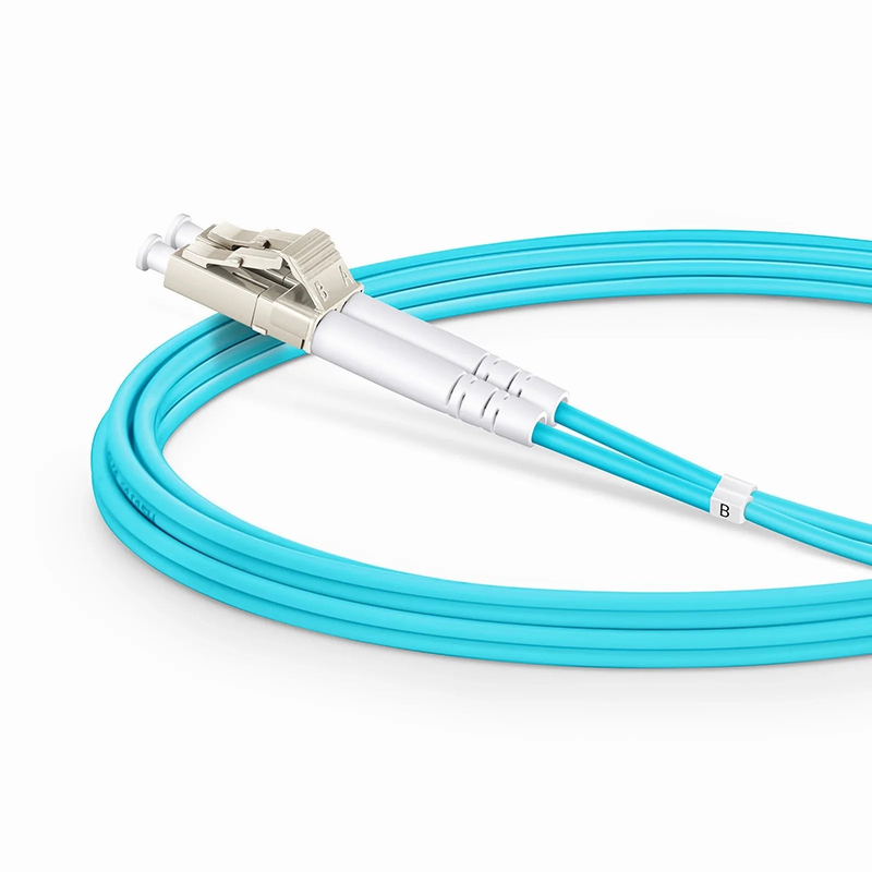 2m (7ft) Armored Fiber Patch Cable, 2 Fibers, LC UPC Duplex to LC UPC Duplex, Multimode (OM3), Riser (OFCR), 3.0mm, Aqua