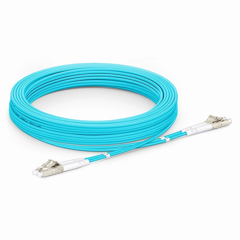 30m (98ft) Armored Fiber Patch Cable, 2 Fibers, LC UPC Duplex to LC UPC Duplex, Multimode (OM3), Riser (OFCR), 3.0mm, Aqua