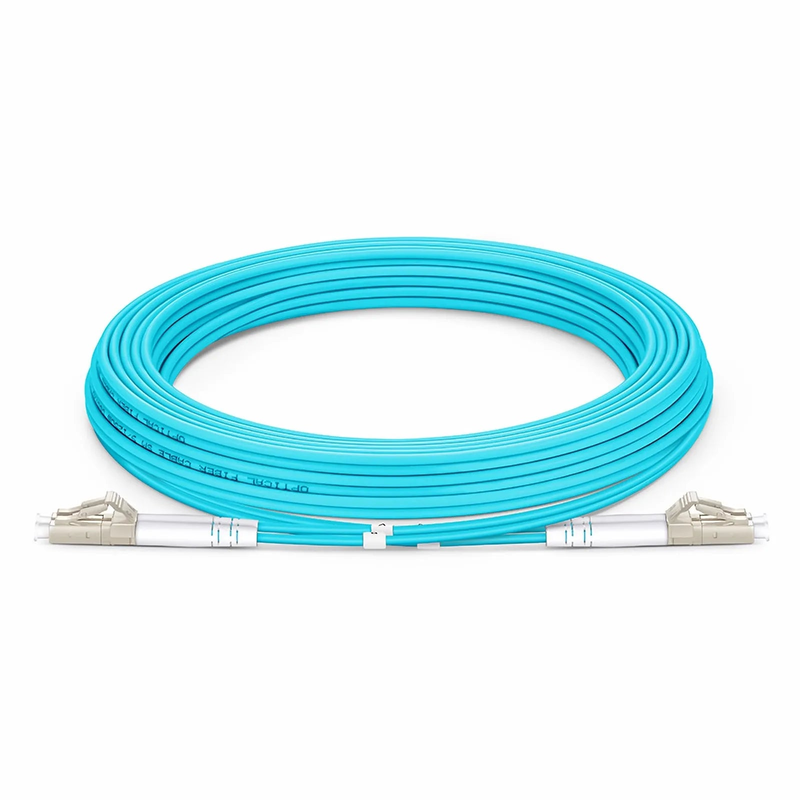 5m (16ft) Armored Fiber Patch Cable, 2 Fibers, LC UPC Duplex to LC UPC Duplex, Multimode (OM3), Riser (OFCR), 3.0mm, Aqua