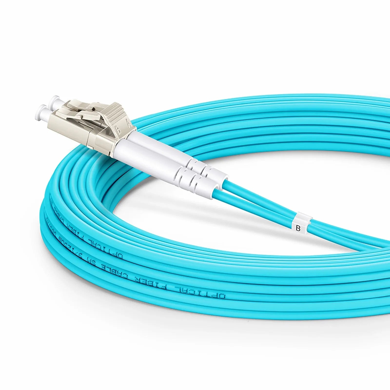 5m (16ft) Armored Fiber Patch Cable, 2 Fibers, LC UPC Duplex to LC UPC Duplex, Multimode (OM3), Riser (OFCR), 3.0mm, Aqua