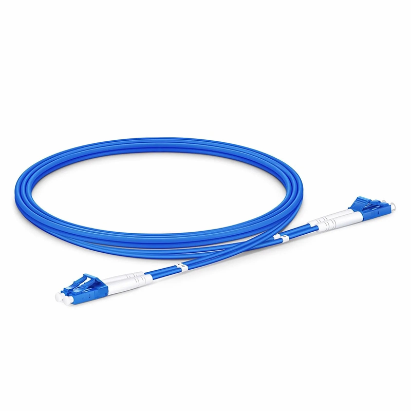 1m (3ft) Armored Fiber Patch Cable, 2 Fibers, LC UPC Duplex to LC UPC Duplex, Single Mode (OS2), LSZH, 3.0mm, Blue