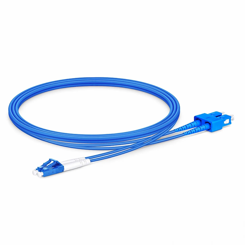 1m (3ft) Armored Fiber Patch Cable, 2 Fibers, LC UPC Duplex to SC UPC Duplex, Single Mode (OS2), LSZH, 3.0mm, Blue