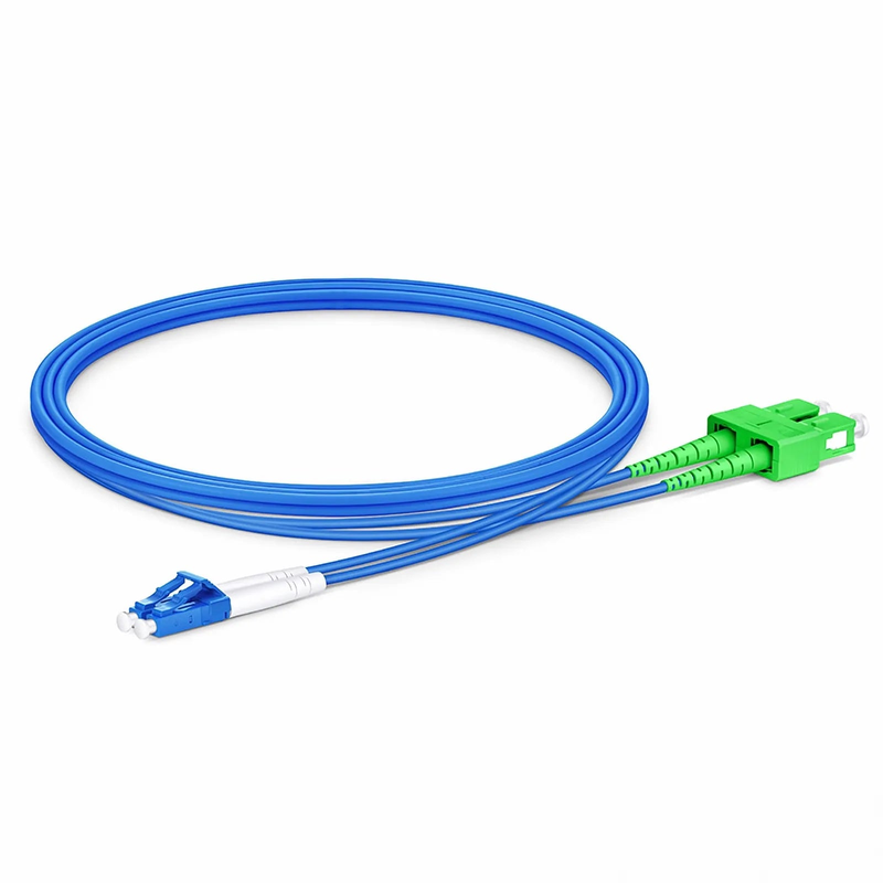 1m (3ft) Armored Fiber Patch Cable, 2 Fibers, LC UPC Duplex to SC APC Duplex, Single Mode (OS2), LSZH, 3.0mm, Blue