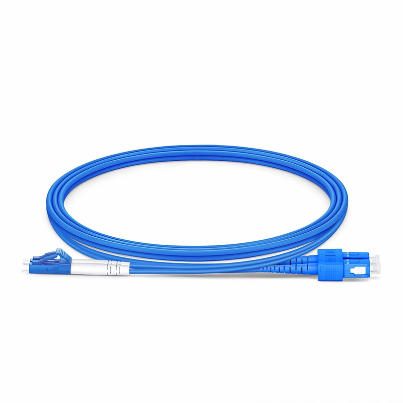 1m (3ft) Armored Fiber Patch Cable, 2 Fibers, LC UPC Duplex to SC UPC Duplex, Single Mode (OS2), LSZH, 3.0mm, Blue
