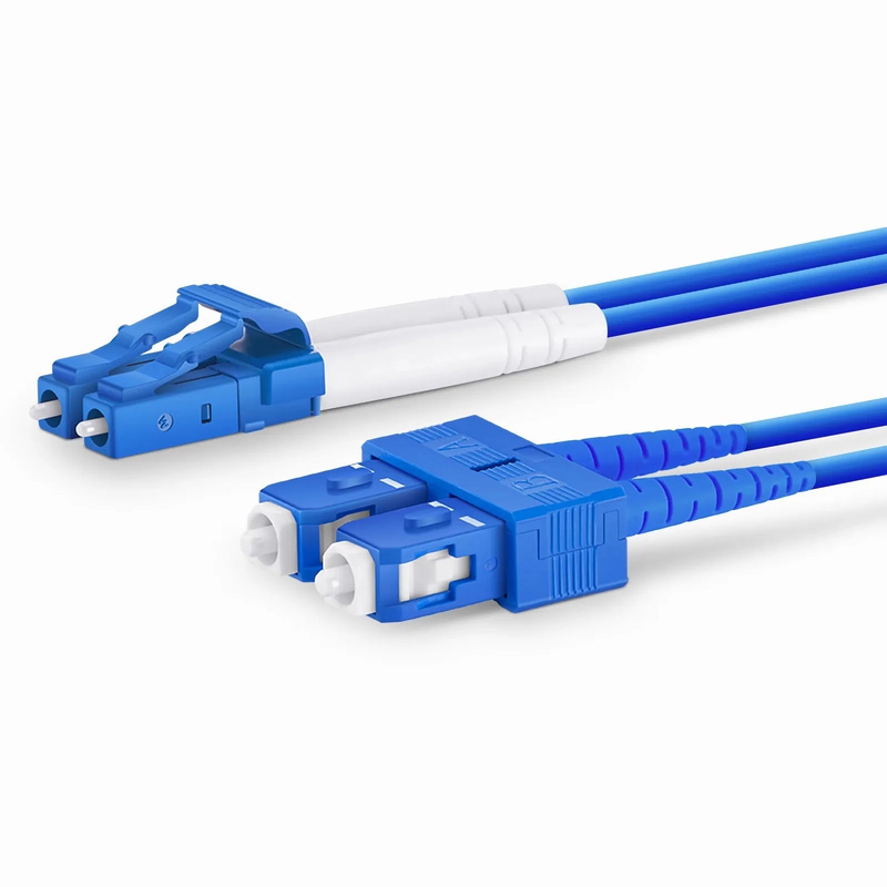 10m (33ft) Armored Fiber Patch Cable, 2 Fibers, LC UPC Duplex to SC UPC Duplex, Single Mode (OS2), LSZH, 3.0mm, Blue
