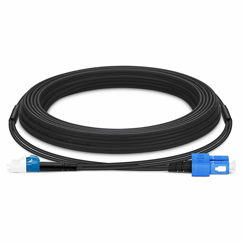 15m (49ft) Industrial Armored Fiber Patch Cable, LC UPC to SC UPC, Duplex, 2 Fibers, Single Mode (OS2), TPU