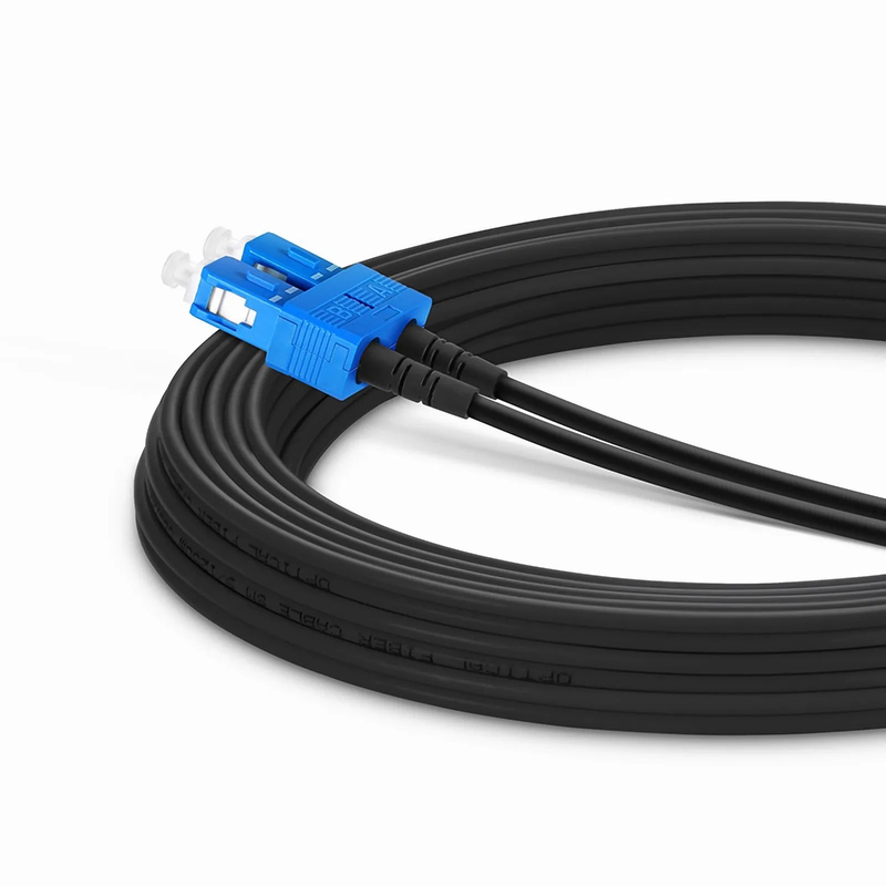 15m (49ft) Industrial Armored Fiber Patch Cable, LC UPC to SC UPC, Duplex, 2 Fibers, Single Mode (OS2), TPU