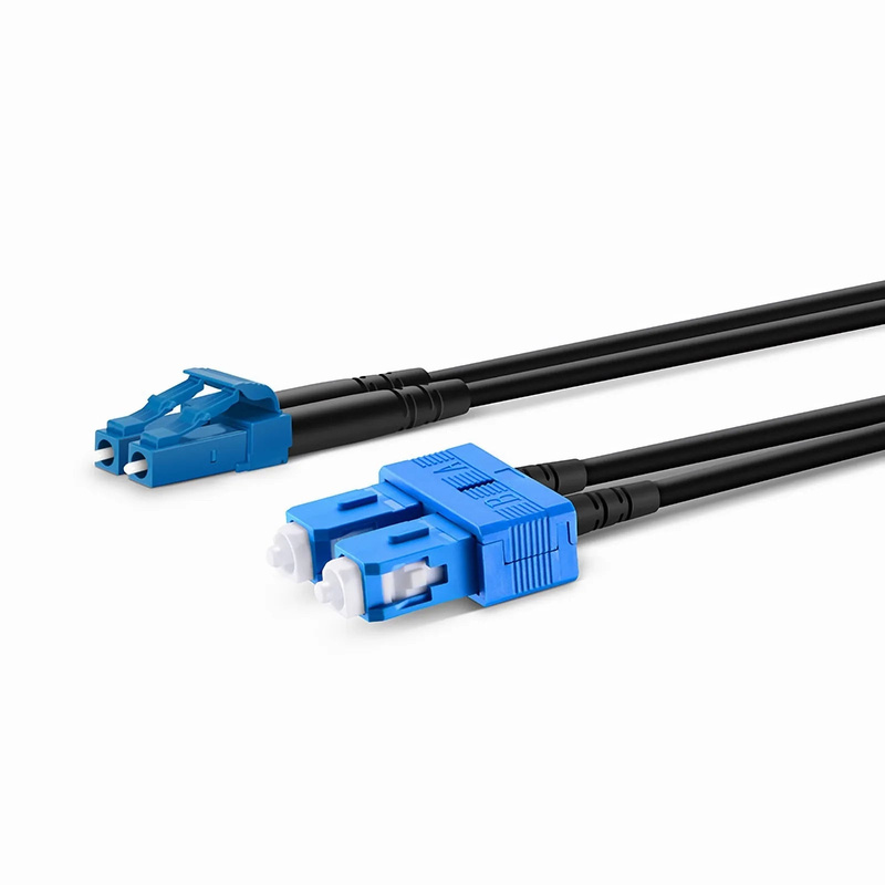 15m (49ft) Industrial Armored Fiber Patch Cable, LC UPC to SC UPC, Duplex, 2 Fibers, Single Mode (OS2), TPU