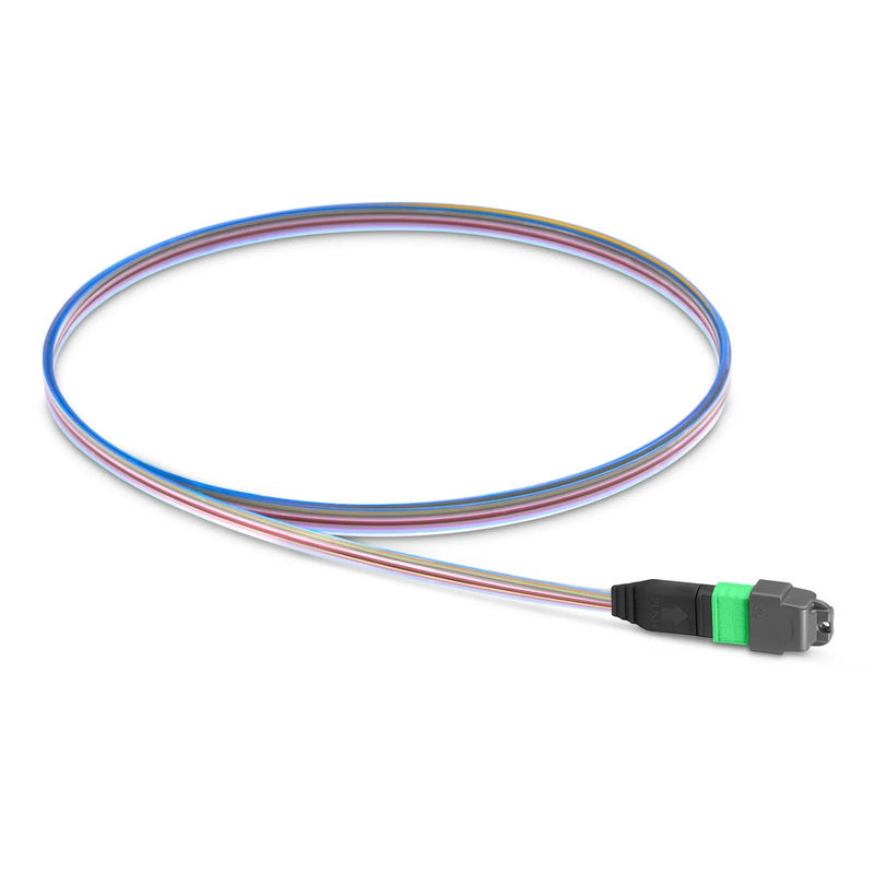 1m (3ft) MTP® Fiber Pigtail, MTP-12® APC (Male) to Unterminated, 12 Fibers, Single Mode (OS2), Unjacketed, 12-Color