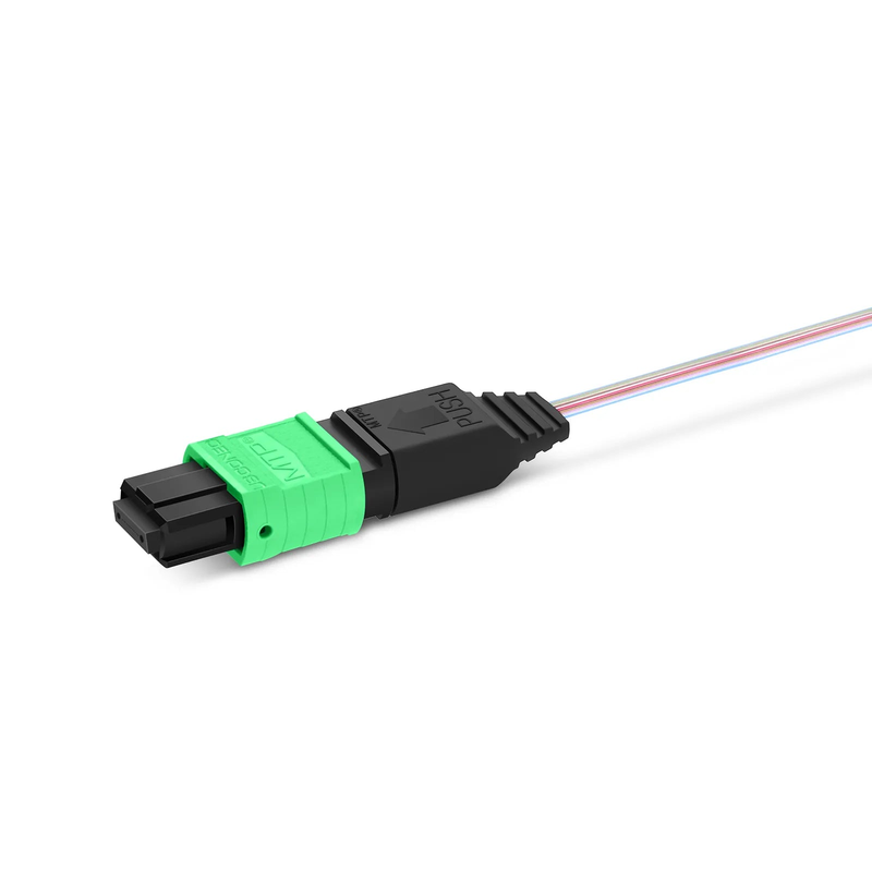 1m (3ft) MTP® Fiber Pigtail, MTP-12® APC (Female) to Unterminated, 12 Fibers, Single Mode (OS2), Unjacketed, 12-Color