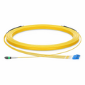 30m (98ft) MTP® Hybrid Trunk Cable, MTP®-8 APC (Female) to 4 LC UPC Duplex Uniboot, 8 Fibers, Single Mode (OS2), Plenum (OFNP), 0.35dB Max, Type B, Double Jacket, Yellow