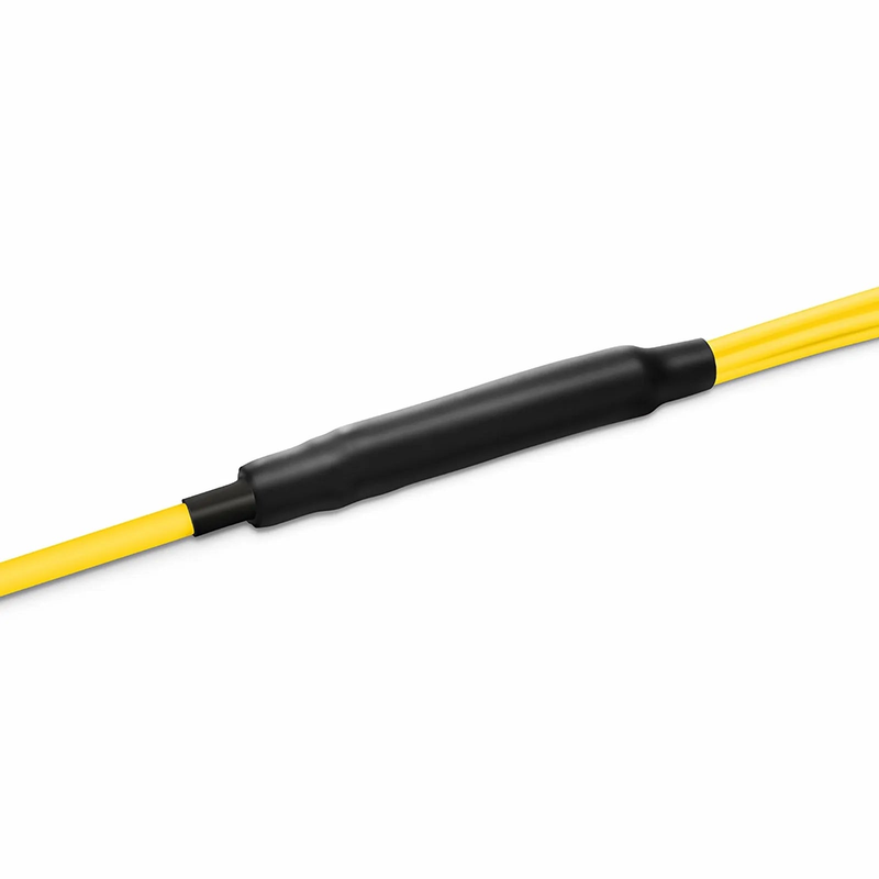 30m (98ft) MTP® Hybrid Trunk Cable, MTP®-8 APC (Female) to 4 LC UPC Duplex Uniboot, 8 Fibers, Single Mode (OS2), Plenum (OFNP), 0.35dB Max, Type B, Double Jacket, Yellow