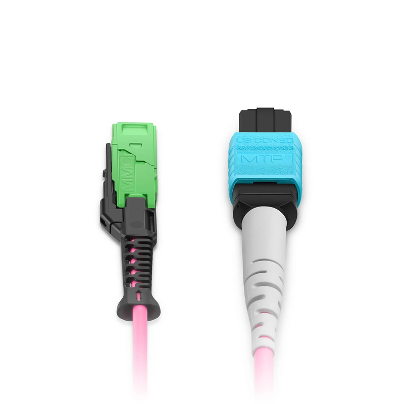 1m (3ft) MMC Breakout Cable, MMC-24 APC (Female) to 3 x MTP®-8 UPC (Female), 24 Fibers, Multimode (OM4), Plenum (OFNP), 0.35dB Max, Jumper Polarity, Magenta