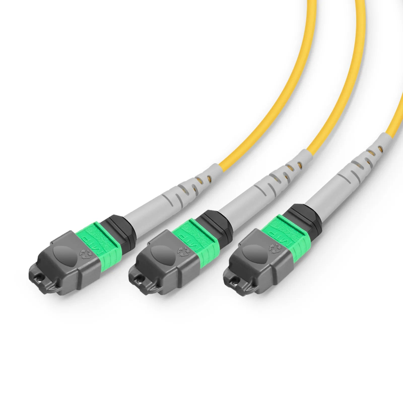 2m (7ft) MMC Breakout Cable, MMC-24 APC (Female) to 3 x MTP®-8 APC (Female), 24 Fibers, Single Mode (OS2), Plenum (OFNP), 0.35dB Max, Jumper Polarity, Yellow