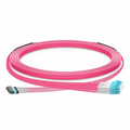 30m (98ft) MTP® Hybrid Trunk Cable, MTP®-8 UPC (Female) to 4 LC UPC Duplex Uniboot, 32 Fibers, Multimode (OM4), Plenum (OFNP), 0.20dB Max, Type B, Double Jacket, Magenta