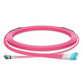 30m (98ft) MTP® Hybrid Trunk Cable, MTP®-8 UPC (Female) to 4 LC UPC Duplex Uniboot, 24 Fibers, Multimode (OM4), Plenum (OFNP), 0.20dB Max, Type B, Double Jacket, Magenta