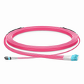 30m (98ft) MTP® Hybrid Trunk Cable, MTP®-8 UPC (Female) to 4 LC UPC Duplex Uniboot, 16 Fibers, Multimode (OM4), Plenum (OFNP), 0.20dB Max, Type B, Double Jacket, Magenta