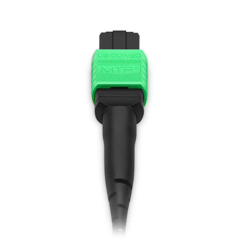 30m (98ft) MTP® Hybrid Trunk Cable, MTP®-12 APC (Female) to 6 LC UPC Duplex Uniboot, 12 Fibers, Single Mode (OS2), Plenum (OFNP), 0.35dB Max, Type B, Double Jacket, Yellow