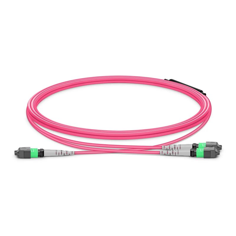 NVIDIA/Mellanox MFP7E20-N001 Compatible 1m (3ft) MTP® Breakout Cable, MTP®-12 APC (Female) to 2 x MTP®-4 APC (Female), 8 Fibers, Multimode (OM4), Plenum (OFNP), 0.35dB Max, Type B, Magenta