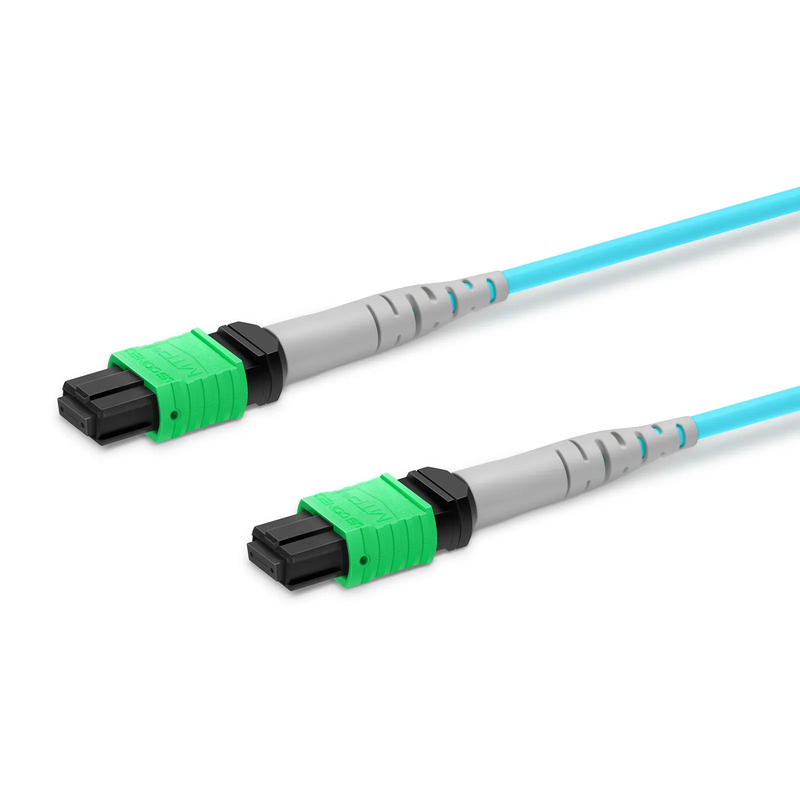 NVIDIA/Mellanox MFP7E20-N001 Compatible 1m (3ft) MTP® Breakout Cable, MTP®-12 APC (Female) to 2 x MTP®-4 APC (Female), 8 Fibers, Multimode (OM3), Dual Rated (OFNR/LSZH), 0.35dB Max, Type B, Aqua