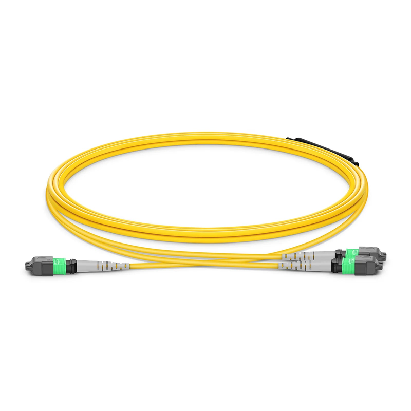 NVIDIA/Mellanox MFP7E40-N010 Compatible 10m (33ft) MTP® Breakout Cable, MTP®-12 APC (Female) to 2 x MTP®-4 APC (Female), 8 Fibers, Single Mode (OS2), Plenum (OFNP), 0.35dB Max, Type B, Yellow
