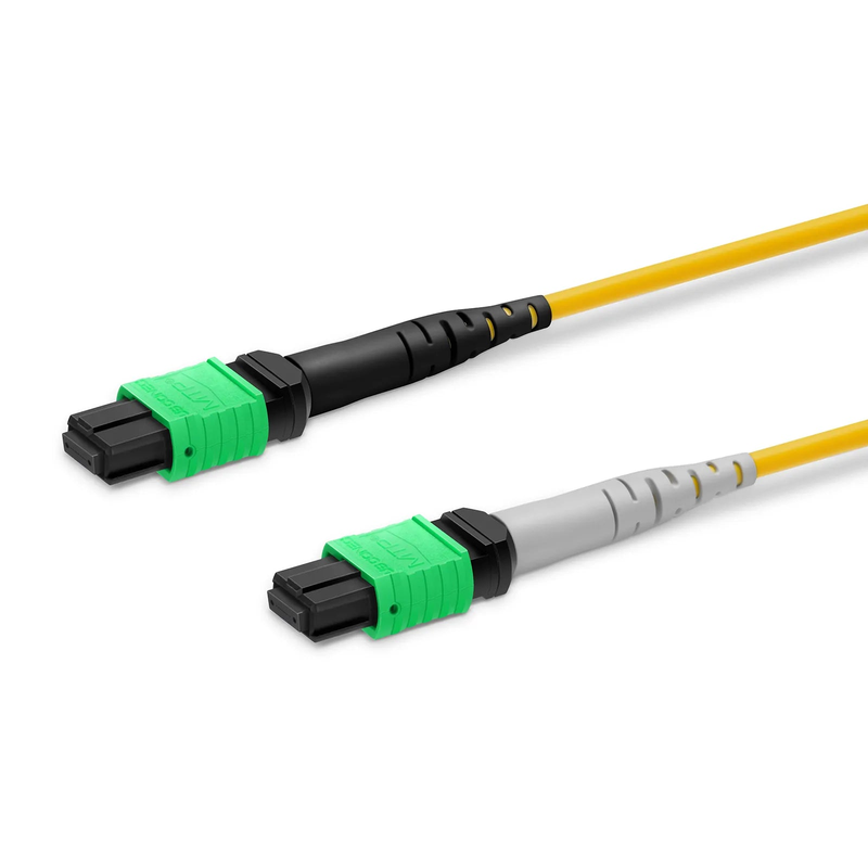 1m (3ft) MTP® Breakout Cable, MTP®-16 APC (Female) to 2 x MTP®-8 APC (Female), 16 Fibers, Single Mode (OS2), Plenum (OFNP), 0.35dB Max, Crossover, Yellow