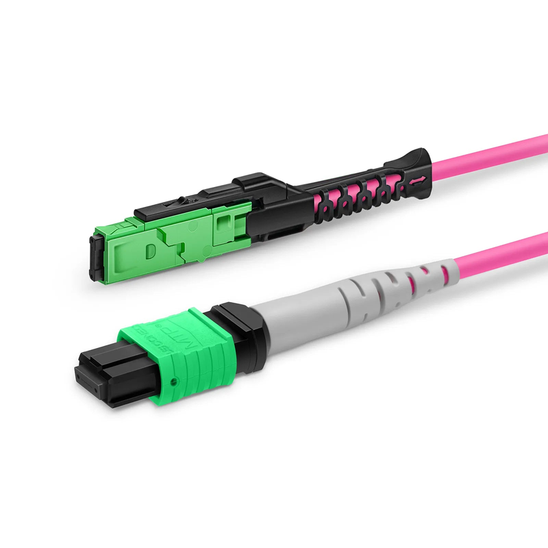 3m (10ft) MMC Breakout Cable, MMC-16 APC (Female) to 2 x MTP®-8 APC (Female), 16 Fibers, Multimode (OM4), Plenum (OFNP), 0.35dB Max, Jumper Polarity, Magenta