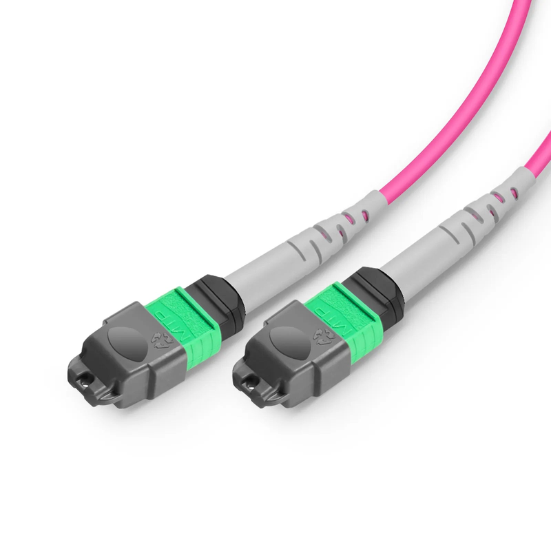 2m (7ft) MMC Breakout Cable, MMC-16 APC (Female) to 2 x MTP®-8 APC (Female), 16 Fibers, Multimode (OM4), Plenum (OFNP), 0.35dB Max, Jumper Polarity, Magenta