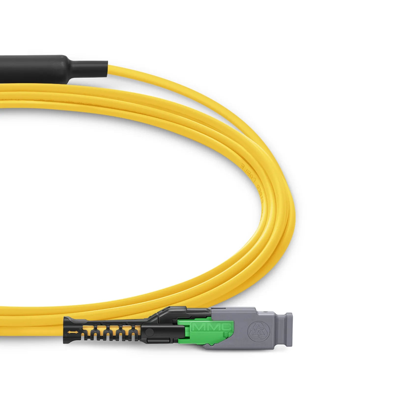 1m (3ft) MMC Breakout Cable, MMC-16 APC (Female) to 2 x MTP®-8 APC (Female), 16 Fibers, Single Mode (OS2), Plenum (OFNP), 0.35dB Max, Jumper Polarity, Yellow
