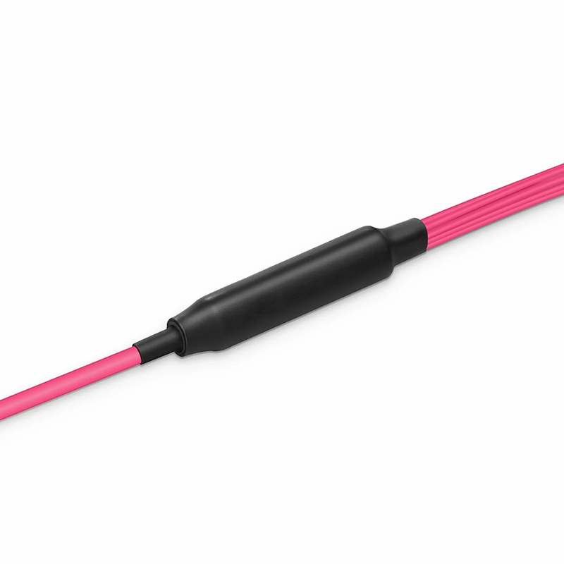 30m (98ft) MTP® Hybrid Trunk Cable, MTP®-8 UPC (Male) to 4 LC UPC Duplex Uniboot, 24 Fibers, Multimode (OM4), Plenum (OFNP), 0.20dB Max, Type B, Double Jacket, Magenta