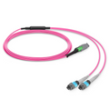 2m (7ft) MMC Breakout Cable, MMC-16 APC (Female) to 2 x MTP®-8 UPC (Female), 16 Fibers, Multimode (OM4), Plenum (OFNP), 0.35dB Max, Jumper Polarity, Magenta