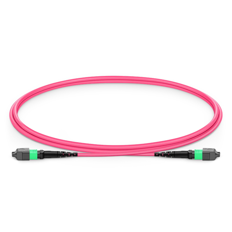 1m (3ft) MTP® Jumper, MTP®-16 APC (Female) to MTP®-16 APC (Female), 16 Fibers, Multimode (OM4), Plenum (OFNP), 0.35dB Max, Crossover, Magenta