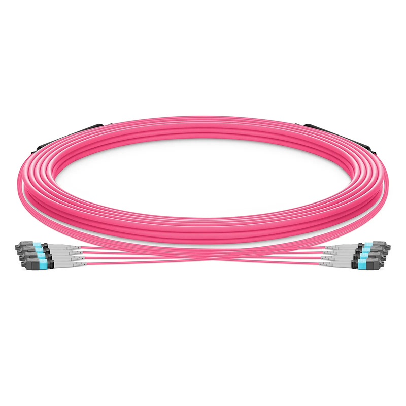 30m (98ft) MTP® Trunk Cable, MTP®-8 UPC (Female) to MTP®-8 UPC (Female), 32 Fibers, Multimode (OM4), Plenum (OFNP), 0.20dB Max, Type B, Double Jacket, Magenta
